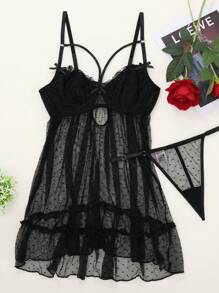 Conjunto de 2 peças de lingerie sexy feminina, liga pendurada, gravata cruzada, enfeite circular, festa de carnaval, boate, trajes de baile selvagens
