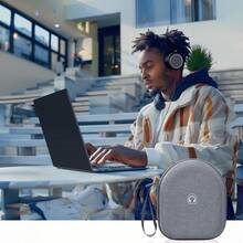 Headphone Case Compatible With Sony WH-CH520 Wireless Headphones Bluetooth On-Ear Headset With Microphone, Over Ear Noise Cancelling Earphone Bag For USB Cable For Work- Grey (Box Only) - Xám - Xem 6