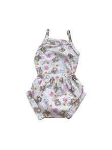 Kit 2 Peças Body Alcinha Bebê e Short Tapa Fralda 100% Algodão Body Bebê Roupas Para Enxoval  Maternidade Regatinha Infantil - Multicolorido - Visão 5