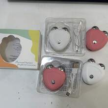 Mini Facial Imported Beauty Device, Portable Rechargeable Imported Heart-Shaped Beauty EMS Micro-Current Device, Vibrating Multi-Function Massage Instrument, Home Neck Beauty Massager, 3D Facial Massage Roller - Use Face Carving Tools And Massage Machines To Achieve Instantly Beautiful Skin, Press And Hold To Power On