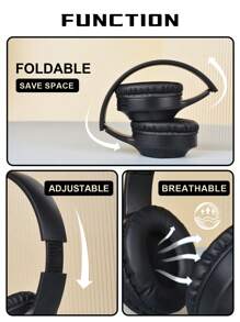 سماعات رأس لاسلكية قابلة للطي بتغطية كاملة للأذن، صوت عالي الجودة مع جودة صوت عميقة، عمر بطارية طويل للغاية، هدية مناسبة وتصنيف الأكثر مبيعًا، متوافقة مع الهواتف الذكية، مزودة بميكروفون، انخفاض في زمن التأخير