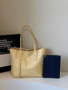 Summer Yellow Gift Big Capacity Tote Bag, Women Handbag, Versatile Shoulder High-End Commute Underarm Bag, Shopping Bag, Travel Bag - Yellow - View 7