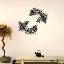 1pc Elegant Minimalist: Artistic Hardworking Bees Flower Honey Metal Sign, Wall Artwork, Modern Craft Sign Hanging Decor, Suitable For Office, Home Living Room, Bedroom, Terrace, Kitchen, Courtyard Walls, Shop Lobby Hanging Decor, Cafes, Ballrooms, Bars, Countryside, Farmhouse Decorative Walls, Housewarming, Festival Gifts