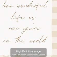 1pc Unframed How Wonderful Life Is Now You're In The World Typography Nursery Wall Art Poster Boho Beige Baby Girl Room Aesthetic Decor Painting For Playroom,Kids Room,Bedroom,Modern Home Decoration