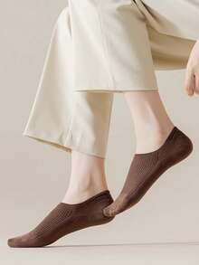 1 Pair/5 Pairs Summer Coffee Color Soft Comfortable Casual Vintage Versatile Women Invisible Ankle Socks - Coffee Brown - View 2