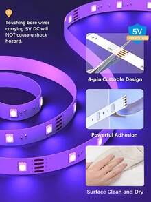 1 个 RGB LED 灯带，USB 5V 供电，3 键控制器，适用于家庭装饰派对节日照明客厅卧室电视背景氛围灯 - 多色 - 查看 10