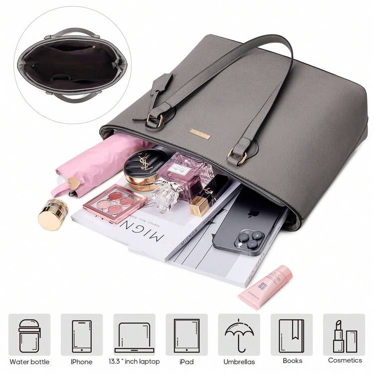 UKEIN 4PCS Women Fashion Handbags Purses Wallet Tote Shoulder Bags Casual Crossbody Bags, Best Valentine's Day Gift For Ladies Girls, Satchel Purse Set 4pcs - 灰色 - 查看 5