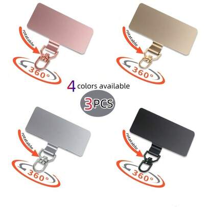 3pcs Upgraded 360° Rotating Stainless Steel Phone Strap Connectors, Ultra-Thin 0.12-Inch Golden Clip, Phone Case Secure Strap Wristband Lanyard Crossbody Accessory, Universal Phone Accessory