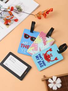 3pcs/1pc Luggage Tag, Bright Color Name Card Holder, Unique Travel Luggage Tag, Suitcase Identification Tag For Female Male Interesting Luggage TagLuggage Tag Travel Accessories Travel Essentials Travel Organizer For Beach Summer Vacation Back To School