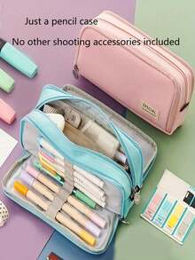 3-Layer Large Capacity Pencil Case, Simple & Versatile Stationery Box For Middle/High School Students, Korean Style