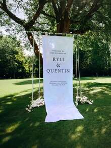 个性化婚礼欢迎牌，丝绸和窗帘面料，简约风格，布艺装饰，现代婚礼欢迎横幅，波西米亚风婚礼，定制婚礼横幅，新娘送礼会标牌，多功能，装饰性强，可重复使用，精致时尚，高品质，色彩缤纷，现代简约，可定制，个性化，独一无二，家居焕新，定制婚礼工艺品，圣诞装饰，乔迁之喜，永恒之爱 - 彩色 - 查看 3