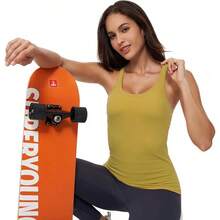 Yoga Racerback Tank Top For Women With Built In Bra,Women's Padded Sports Bra Fitness Workout Running Shirts - 黃色 - 查看 6