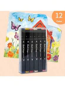 Conjunto de canetas marcadoras de ponta dupla com 204 cores, ponta chanfrada e marcadores de esboço de linha fina para livros de colorir para adultos, materiais de pintura, desenho, mistura e esboço, artigos de papelaria para estudantes, materiais de aprendizagem e escritório, 12/24/30/36/40/48/60/80/100/120/168/204 cores disponíveis para a volta às aulas