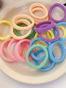 5-200pcs/Lot Spring Series Simple Elastic Seamless Hair Ties For Women, Perfect For Daily Use Casual Ponytail Holders Hair Elastics Hair Rubber Bands Scrunchies Hair Rope ,Head Piece - Spring Color - View 5
