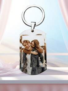 1 breloc foto personalizat, breloc foto gravat personalizat, breloc foto personalizat, breloc personalizat cu fotografie, breloc personalizat din oțel inoxidabil, cadou de Ziua Mamei, cadou de Ziua Tatălui, cadou de aniversare, cadou de Ziua Îndrăgostiților, cadou de ziua de naștere, cadou de nuntă, cadou pentru cel mai bun prieten, cadou pentru mamă/tată, cadou pentru prietenă/iubit - Stilul 2 - Vizualizare 3