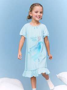 Balabala Sommernachthemd für Mädchen, süße und atmungsaktive Hauskleidung - blauer Farbton - Übersicht 2