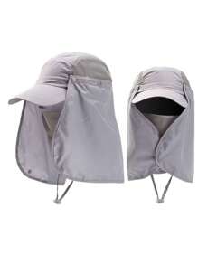 1pc Unisex Solid Color Sunshade Hat, Casual Outdoor Fishing Hat, Sun Protection, Suitable For Hiking, Fishing, Vacation, Daily Use