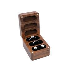 1 Pc Personalised Walnut Wood Flip Ring Box, Customized Engraved Wedding Ring Box, Engagement Ring Box, 3 Slots Ring Box, Ring Bearer Box, Anniversary, Proposal Ring Holder,Delicate Romance - Multicolor - View 10