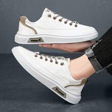 Flipark 新款时尚春季休闲运动鞋男士轻便透气百搭运动鞋，四季运动鞋，通用男士低帮纯色休闲滑板鞋 - 可调节扣环，防滑，舒适，透气，轻便，PU 鞋面，PVC 鞋底，适合户外散步、远足、四季慢跑 - 卡其色 - 查看 5