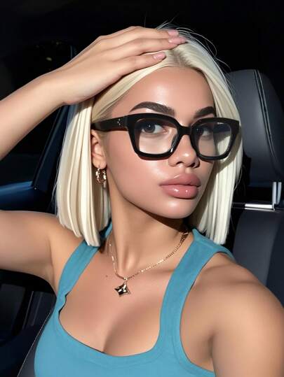 Minimalist Classic Never Outdated Shades Basics 1pc Plastic Square Full Frame Clear Glasses,For Women-Street Snap Fashion Accessories,Back To School Reading,Cosplay Suitable For All Face Shapes