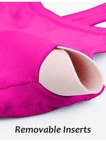 Workout Tops Women With Built In Bra, Sleeveless Gym Tops Seamless Racerback Athletic Yoga Shirts, Activewear - 玫紅色 - 查看 7