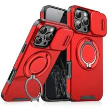Compatible With IPhone 16/15/14/13/12/11/Pro/Max Pro/Plus Phone Case, With Sliding Camera Cover + [Full Camera Protection], With 360° Rotating Stand/Magnetic Car Mount/Matte Anti-Shock Phone Protective Cover
