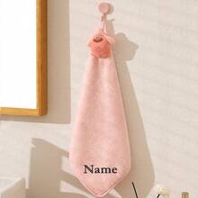 1pc Personalized Hand Towel With Embroidered Design, Cute Hand Towels With Hanging Loop, Hanging Hand Towels For Kitchen Bathroom Home, Customizable With Name Or Initials - Multicolor - View 9