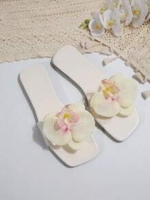 Sandalias planas con tiras con estampado floral para mujeres, calzado de verano de moda adecuado para citas, compras, fiestas