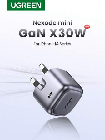  UGREEN PD 30W GaN Fast Charger Type-C Charger Compatible With IPhone 16 15 14 13 Pro Max,Pixel, Galaxy S23/S22/Note 10, IPad Mini/Pro Suitable For Travel, Office, Dorm, And Home Adapter Nan Fast Charging High Output Power