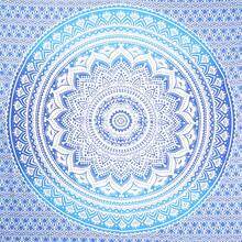 Tapiz moderno bohemio hippie boho con mandala para decoración del hogar y dormitorio, tamaño queen - Celeste - Ver 2