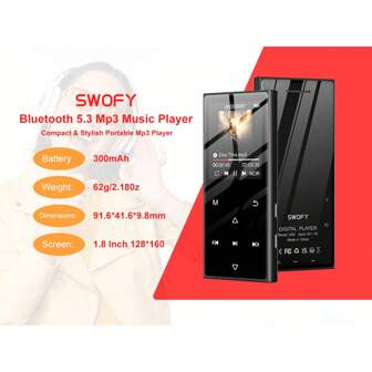 Lecteur MP3 128 Go, Lecteur de musique numérique sans perte Bluetooth ou de table, radio, enregistrement, haut-parleur intégré, boutons tactiles