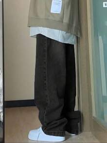 Spring Jeans Women's Y2k Grunge Baggy Jeans Hip Pop Wide Leg Jeans Mid Waist Vintage Boyfriends Jeans Denim Pants Streetwear - 黑色 - 查看 3