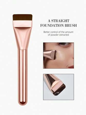1pc Ultra-Thin Flat-Top Rose Gold Face Mask Brush, Multifunctional Makeup Tool Suitable For Beginners, Helps Create Confident Makeup Look,Foundation Brush,Concealer Brush,Blush Brush,Contour Brush,Blush Brush,Bronzer Brush,Powder Brush,Foundation Brush,Blush Brush