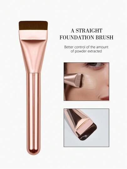 1pc Ultra-Thin Flat-Top Rose Gold Face Mask Brush, Multifunctional Makeup Tool Suitable For Beginners, Helps Create Confident Makeup Look,Foundation Brush,Concealer Brush,Blush Brush,Contour Brush,Blush Brush,Bronzer Brush,Powder Brush,Foundation Brush,Blush Brush