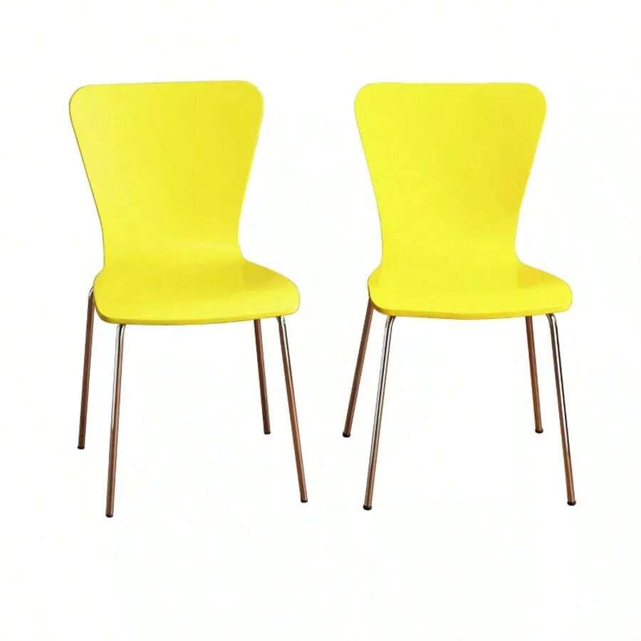 Set Of 2 Pisa Modern Bentwood Dining Chairs - Buylateral - Yellow - View 1