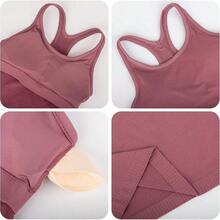 Yoga Racerback Tank Top For Women With Built In Bra,Women's Padded Sports Bra Fitness Workout Running Shirts - 粉紅灰褐色 - 查看 2
