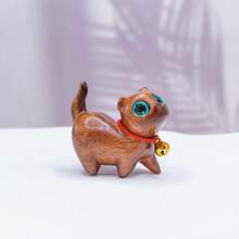 1pc Handmade Wooden Carving Bell Cat Figurine, Home Decor, Office Desk Ornament, Cute Kitty, Gift For Cat Lovers,Home Decor,Kitchen Decor Decor,Room Decor,Christmas Decor,Party Decor,Decorative Crafts,Desk Ornaments,Table Decorative Ornaments,Party Gift Decorations,Christmas Decorations,Christmas Gift.