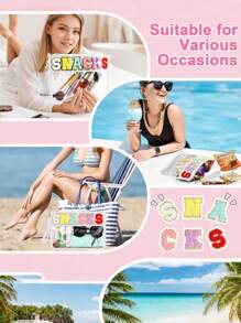 Fashionable Snack Storage Bag, Outdoor Travel Cosmetic Bag, Portable Women's Clutch Bag Storage Bag, Letter Printed Makeup Bag, PVC Waterproof Portable Cosmetic Storage Bag Toiletry Bags Summer Travel Essentials For Beach Vacation Holiday School Supplies Dorm Essentials Back To School Purse Travel Accessories Summer Beach Bag Tote Bag Wallet MakeUp Bag Car Accessories Travel Must Haves School Accessories Stuff Back To School Supplies