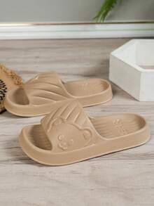 青少年时尚简约可爱熊淋浴拖鞋，柔软速干防滑舒适家居/卧室拖鞋