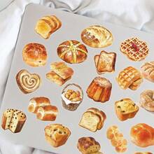 50张面包透明贴纸 PET贴纸 可爱贴纸 烘焙贴纸 馅饼贴纸 卡通贴纸 食物贴纸 甜点贴纸 适用于笔记本电脑、滑板、日记本、笔记本、手机、杯子、吉他、行李箱、电脑、冰箱、桌子等