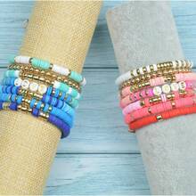 Conjunto de 2000 piezas de cuentas de arcilla rosa en tema de San Valentín, con conjunto de cuentas espaciadoras doradas de la serie oceánica, accesorios para pulseras DIY, juego de joyería con cuentas CCB. El color es aleatorio