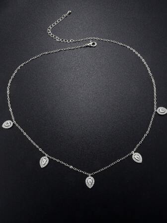 1 pieza Collar con colgante de cristal de circonita con forma de lágrima, accesorio elegante y lujoso adecuado para vestidos de novia, fiestas de boda, fiestas y eventos