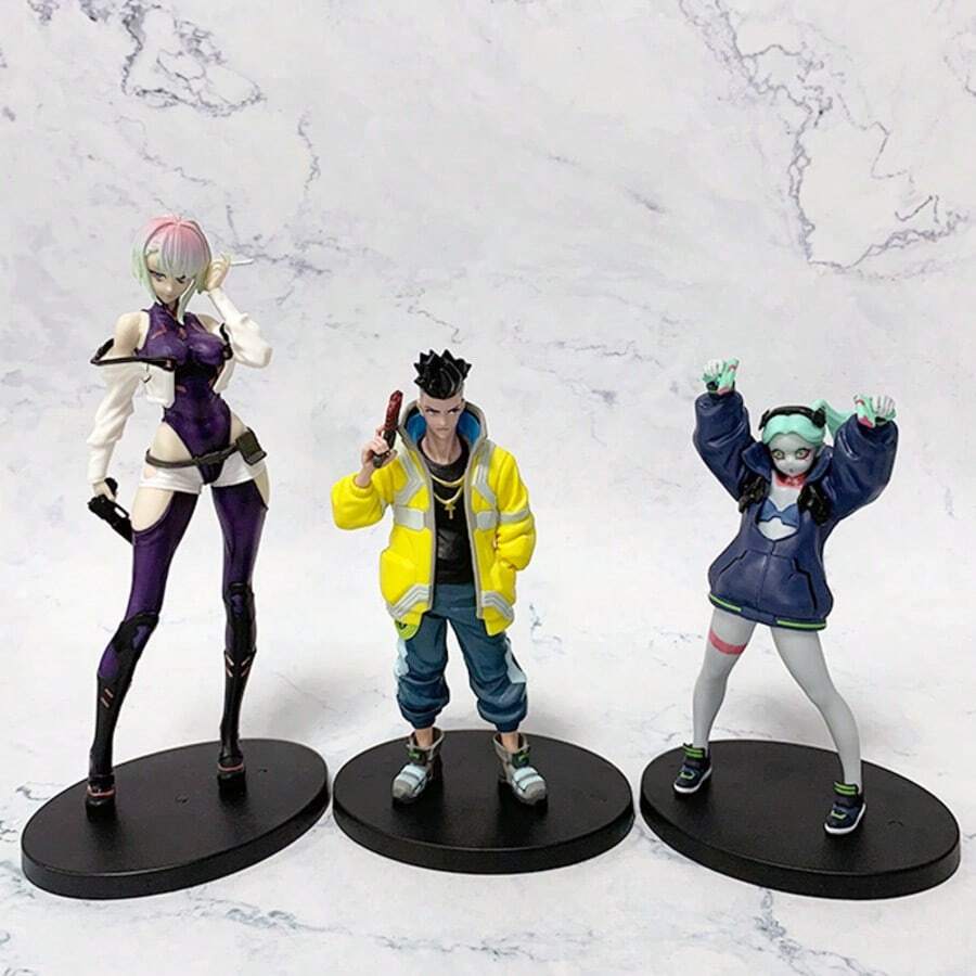 1pc Cyberpunk Street Style Plastic Action Figure Set: Cool Rusi, David And Rebeka, Perfect Ornament And Collectible, Exquisite Details And Expressions, Suitable For Anime Fans And Toy Collectors - Multicolor - View 1