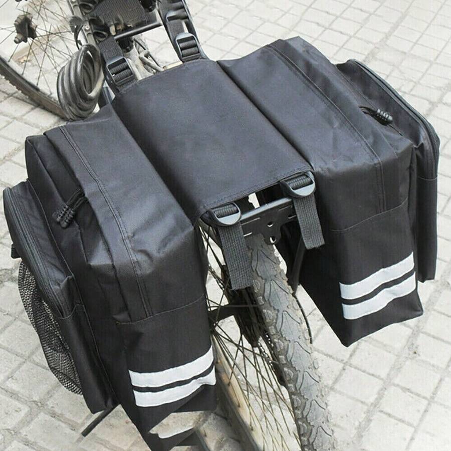 1PC Bicycle Rear Rack Bag Bike Cycle Tail Seat Double Side Pannier Pouch Trunk Pack - Black - View 1
