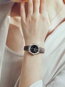 TOMI TOMI 1pc Universal Quartz Leather Watch With Dual Calendar, Elegant & Compact Design, Suitable For Daily Wear & Gift