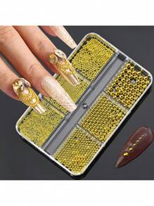 6 Grades Mini Contas Metálicas Encantos Caviar Decoração de Cristais Pixie DIY Gemas de Unhas Suprimentos de Unhas