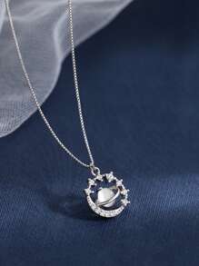 1pc Dreamy Planets & Universe Astronomy Sphere Colorful Pendant Necklace, Suitable For Women Everyday Wear