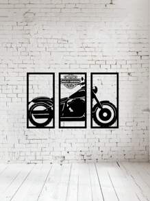 Quadro decorativo Vazado Preto MDF Quadros Placas decorativas - Harley , Motos, Motocicletas Enfeite