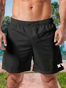 Men's Bermuda Shorts NY Tactel Shorts With Printed Elastane Gym - màu đen - Xem 2