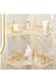 1件轻奢浴室铁艺金色三角台面置物架洗手台浴室卫生间角落收纳架 - 金色 - 查看 7